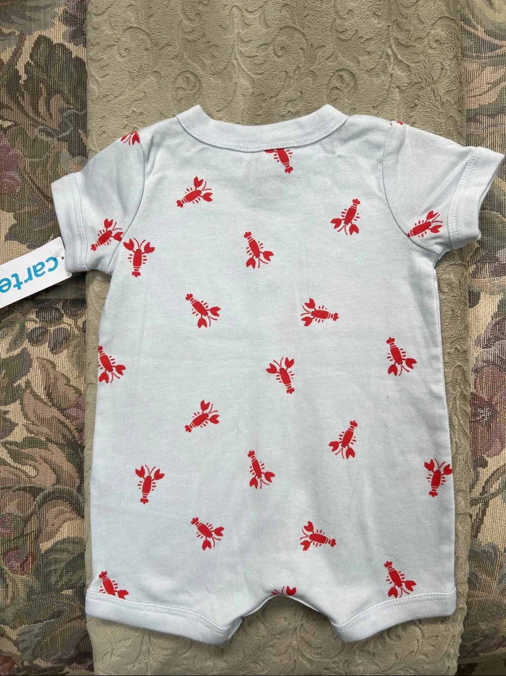 Carter's Light Blue Romper with Red Lobster 🦞 Motif  - Newborn